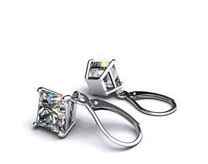 18k White Gold Leverback Dangle Earring Settings